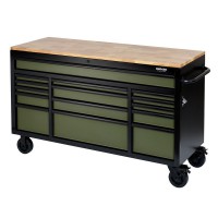 Draper BUNKER® Workbench Roller Tool Cabinet, 15 Drawer, 61\", Green £1,399.00